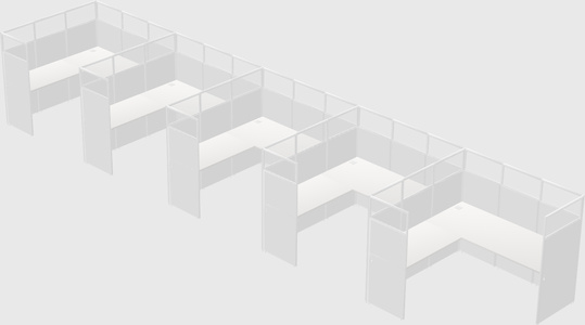 Shared l-shaped cubicle