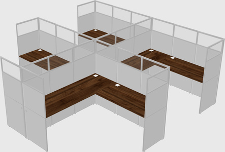 Shared l-shaped cubicle
