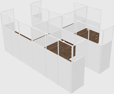 Shared l-shaped cubicle