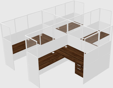 Shared l-shaped cubicle
