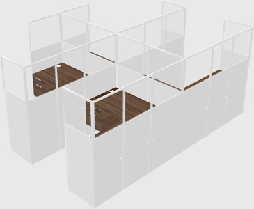 Shared l-shaped cubicle