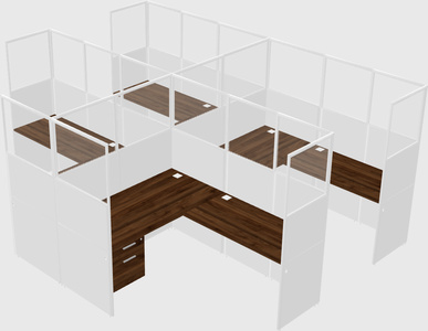 Shared l-shaped cubicle