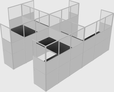 Shared l-shaped cubicle