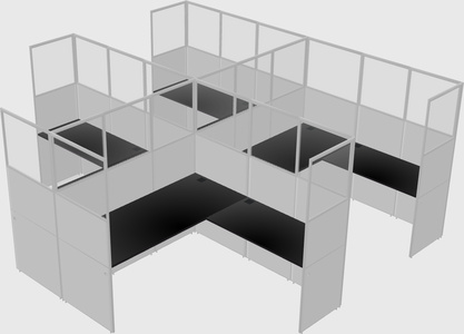 Shared l-shaped cubicle