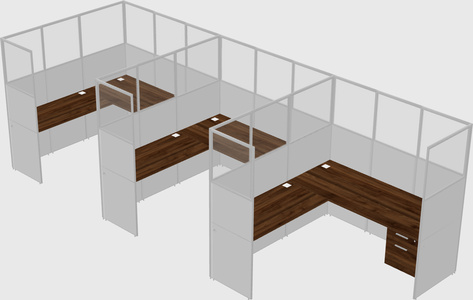 Shared l-shaped cubicle