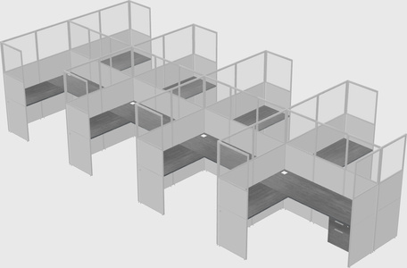 Shared l-shaped cubicle