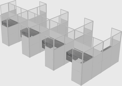 Shared l-shaped cubicle