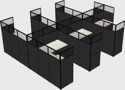 Shared l-shaped cubicle