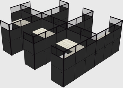 Shared l-shaped cubicle