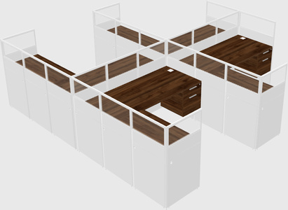 Shared l-shaped cubicle