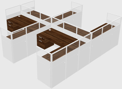 Shared l-shaped cubicle