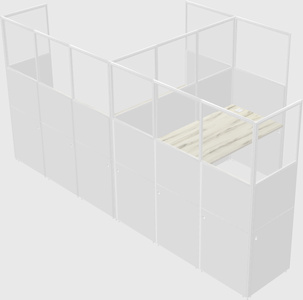 Shared l-shaped cubicle