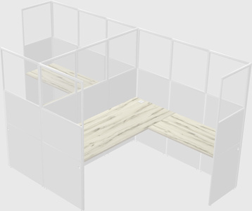 Shared l-shaped cubicle