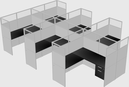 Shared l-shaped cubicle