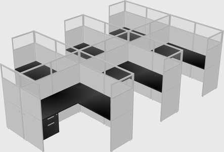 Shared l-shaped cubicle