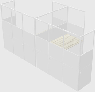 Shared l-shaped cubicle