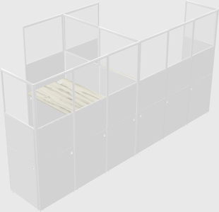 Shared l-shaped cubicle