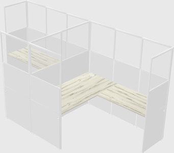 Shared l-shaped cubicle