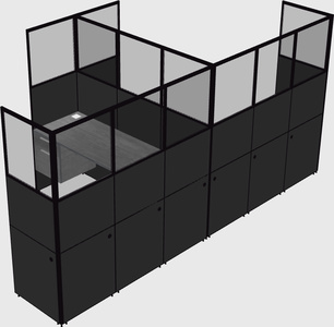 Nakabahaging l-shaped na cubicle