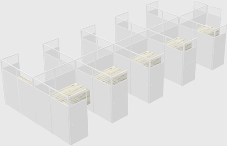 Shared l-shaped cubicle