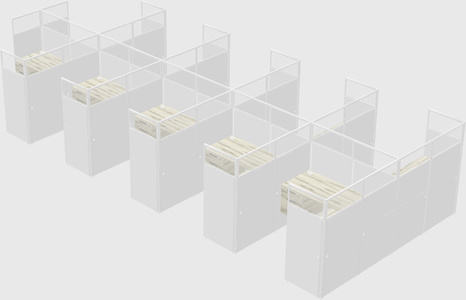 Shared l-shaped cubicle