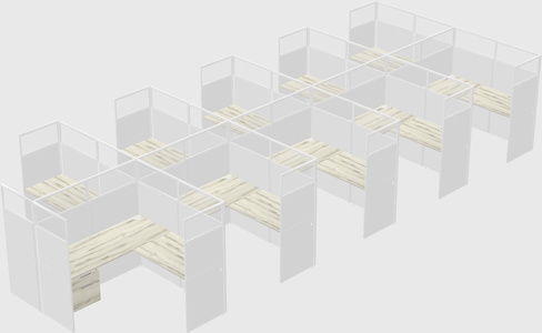 Shared l-shaped cubicle