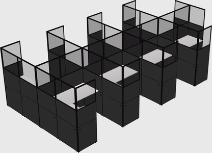 Shared l-shaped cubicle