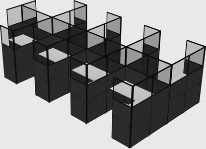 Shared l-shaped cubicle
