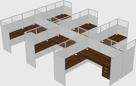 Shared l-shaped cubicle