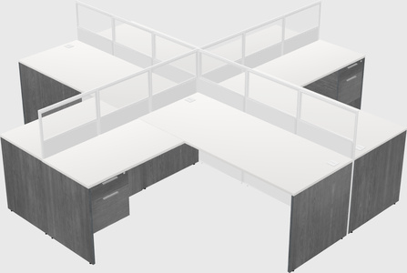 Shared l-shaped cubicles