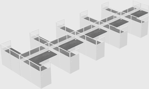 Shared l-shaped cubicle