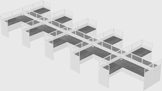 Shared l-shaped cubicle
