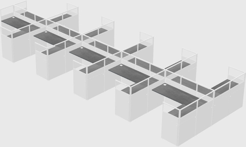 Shared l-shaped cubicle