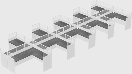 Shared l-shaped cubicle