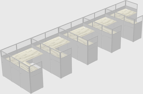 Shared l-shaped cubicle