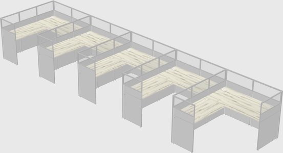Shared l-shaped cubicle