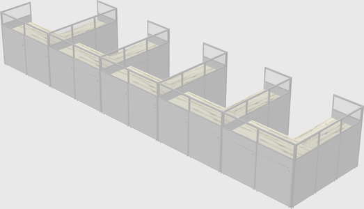Shared l-shaped cubicle