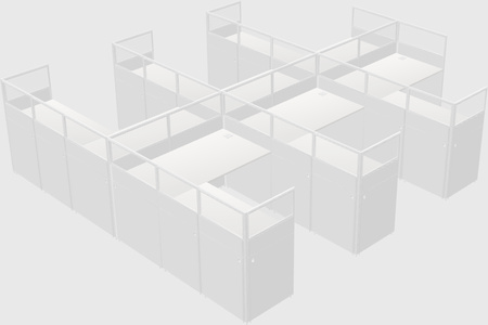 Shared l-shaped cubicle
