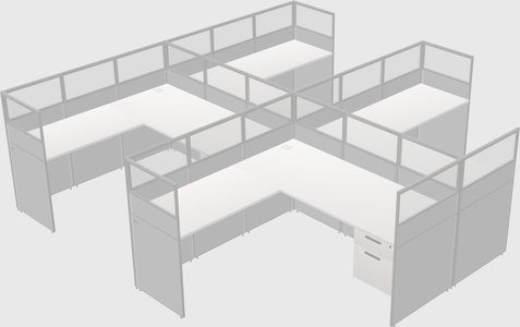 Shared l-shaped cubicle