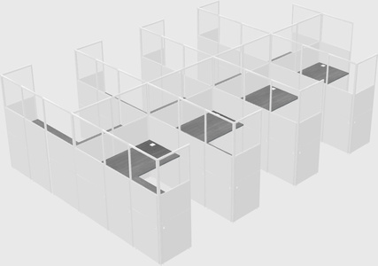 Shared l-shaped cubicle