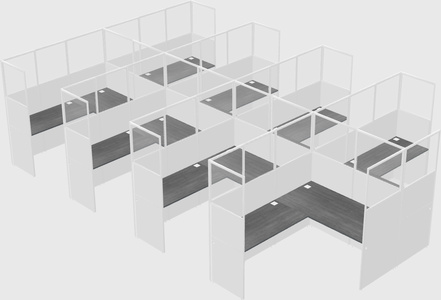 Shared l-shaped cubicle