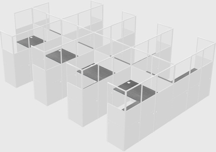 Shared l-shaped cubicle