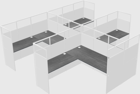 Shared l-shaped cubicle