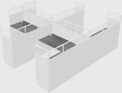 Shared l-shaped cubicle