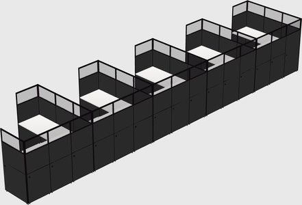 Shared l-shaped cubicle
