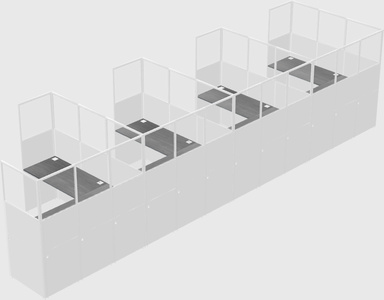 Shared l-shaped cubicle