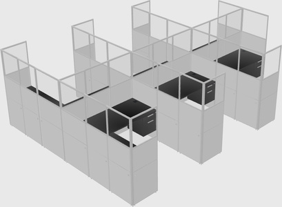 Shared l-shaped cubicle