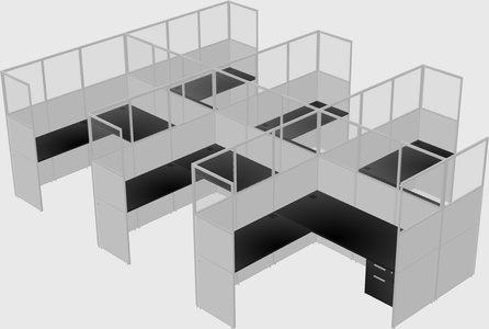 Shared l-shaped cubicle