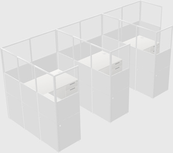 Shared l-shaped cubicle