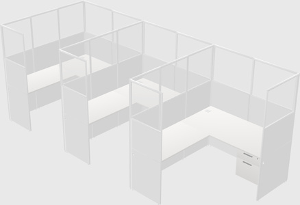 Shared l-shaped cubicle
